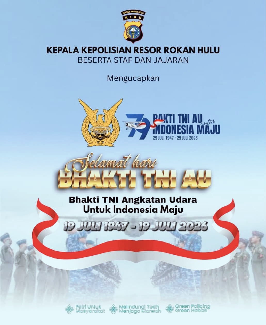 Hari Bhakti TNI AU ke-79, Kapolres Rokan Hulu Tegaskan Komitmen Sinergitas TNI-Polri