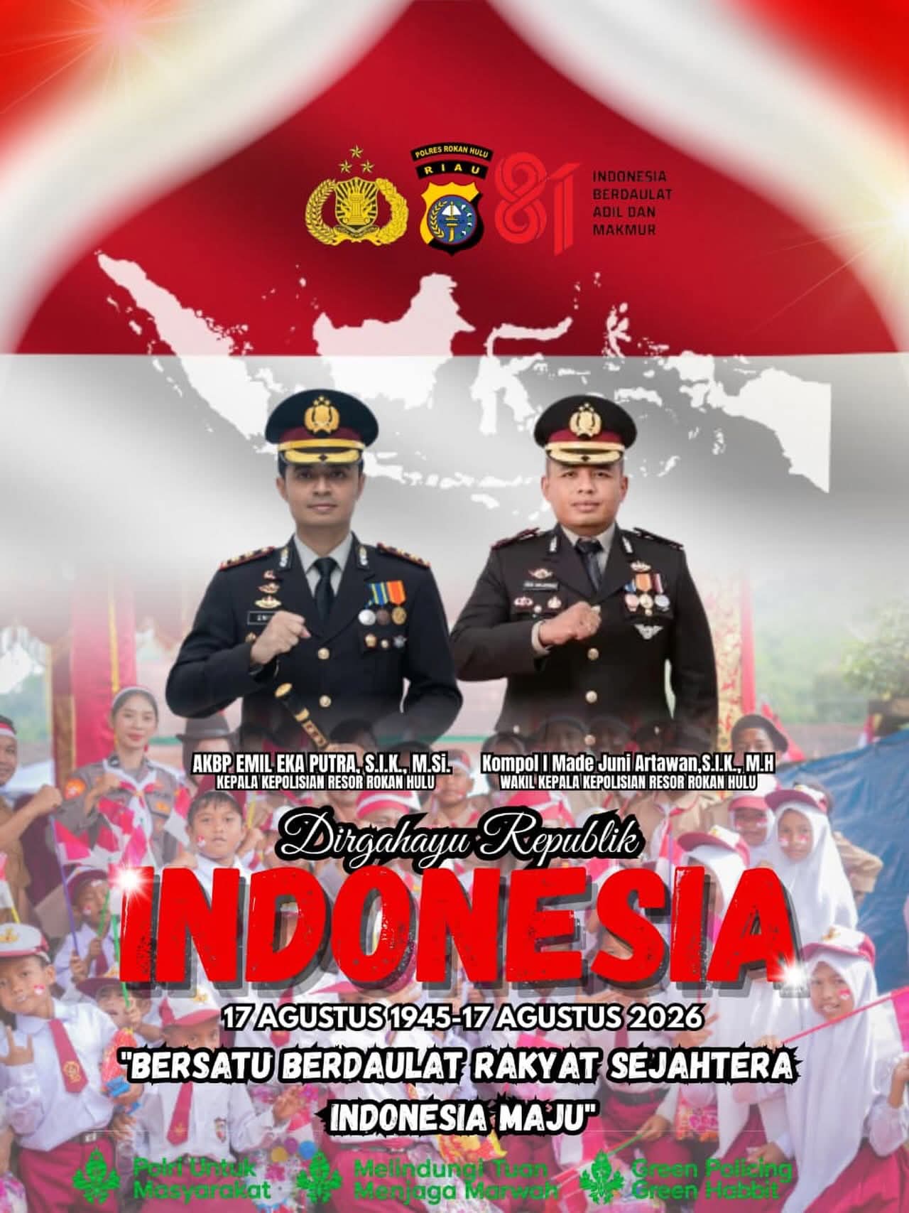 Polres Rokan Hulu Peringati HUT RI ke-81: Bersatu, Berdaulat, Rakyat Sejahtera