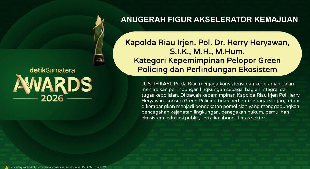 Kapolda Riau Raih Anugerah Green Policing 2026