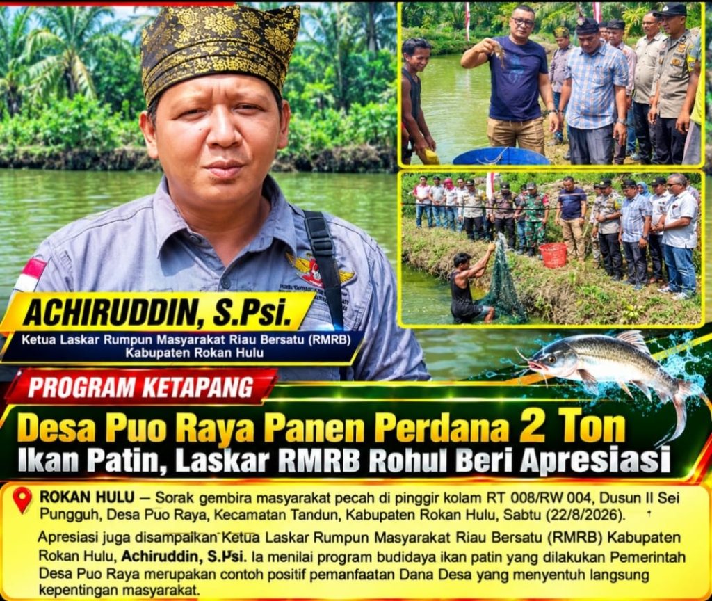 Panen Perdana 2 Ton Ikan Patin, Desa Puo Raya Buktikan Dana Desa Tepat Sasaran