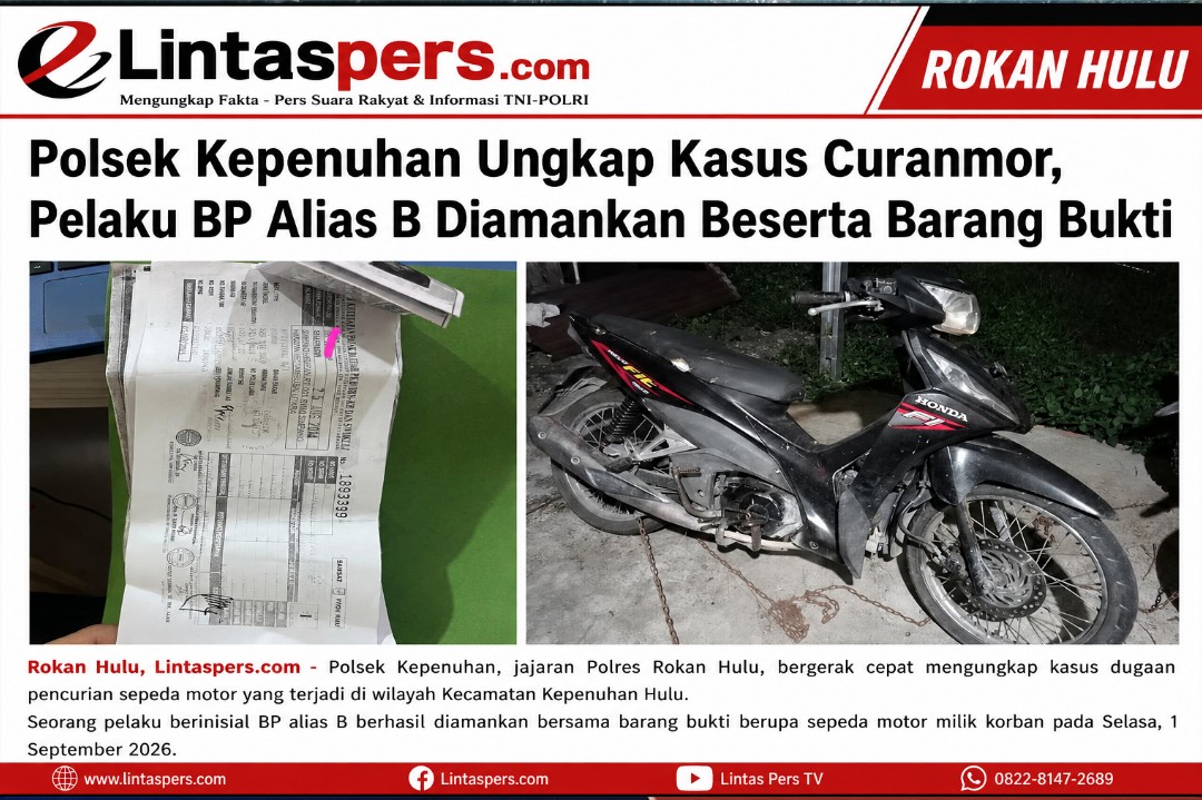 Gerak Cepat, Polsek Kepenuhan Tangkap Pelaku Curanmor di Kepenuhan Hulu