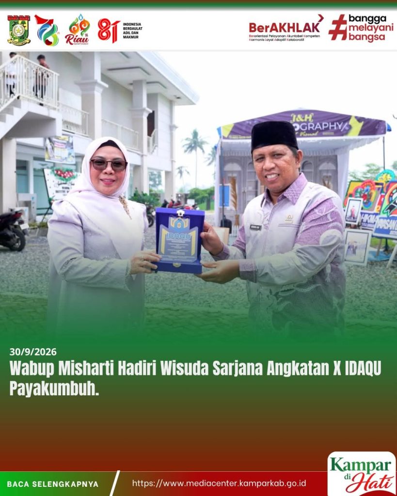 Wabup Misharti Hadiri Wisuda Sarjana Angkatan X IDAQU Payakumbuh