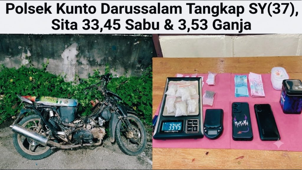 Polsek Kunto Darussalam Tangkap SY(37), Sita 33,45 Sabu & 3,53 Ganja