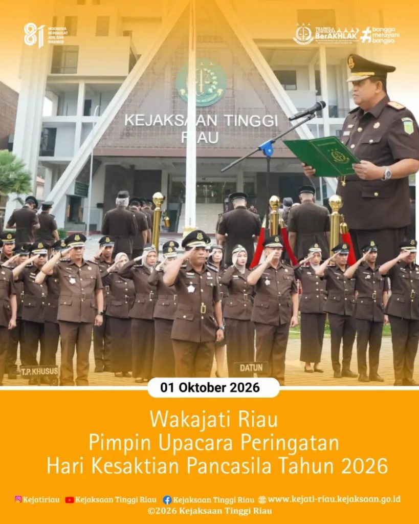 Kejaksaan Tinggi Riau Gelar Upacara Peringatan Hari Kesaktian Pancasila 2026