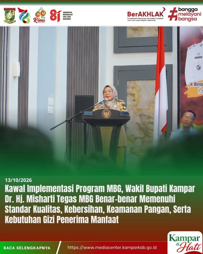 Wabup Misharti Tekankan Standar & Manfaat MBG di Kampar