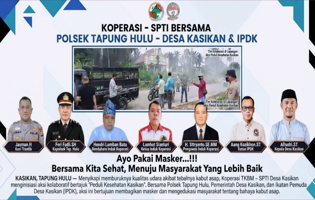 Koperasi TKBM SPTI & Polsek Tapung Hulu Bagikan Masker ke Warga & Pengguna Jalan