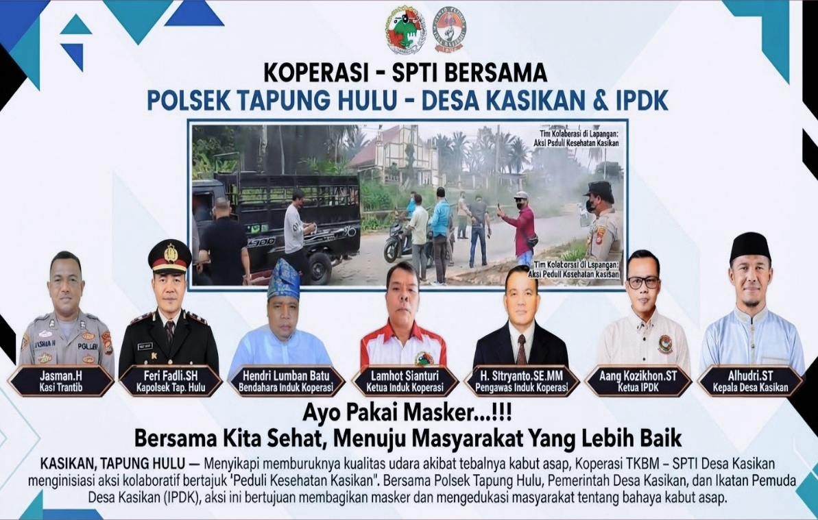 Koperasi TKBM SPTI & Polsek Tapung Hulu Bagikan Masker ke Warga & Pengguna Jalan