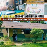 Plafon dan meubelair rusak di ruang kelas SDN 003 Tandun, Kecamatan Tandun, Kabupaten Rokan Hulu, 26 Oktober 2026